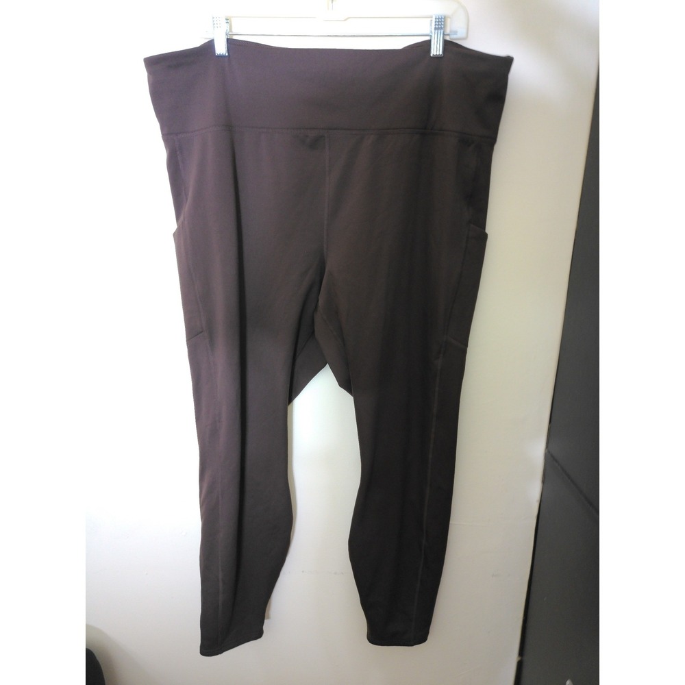 Fabletics Leggings Womens 2X Brown High Rise Side Pocket Activewear Athleisure